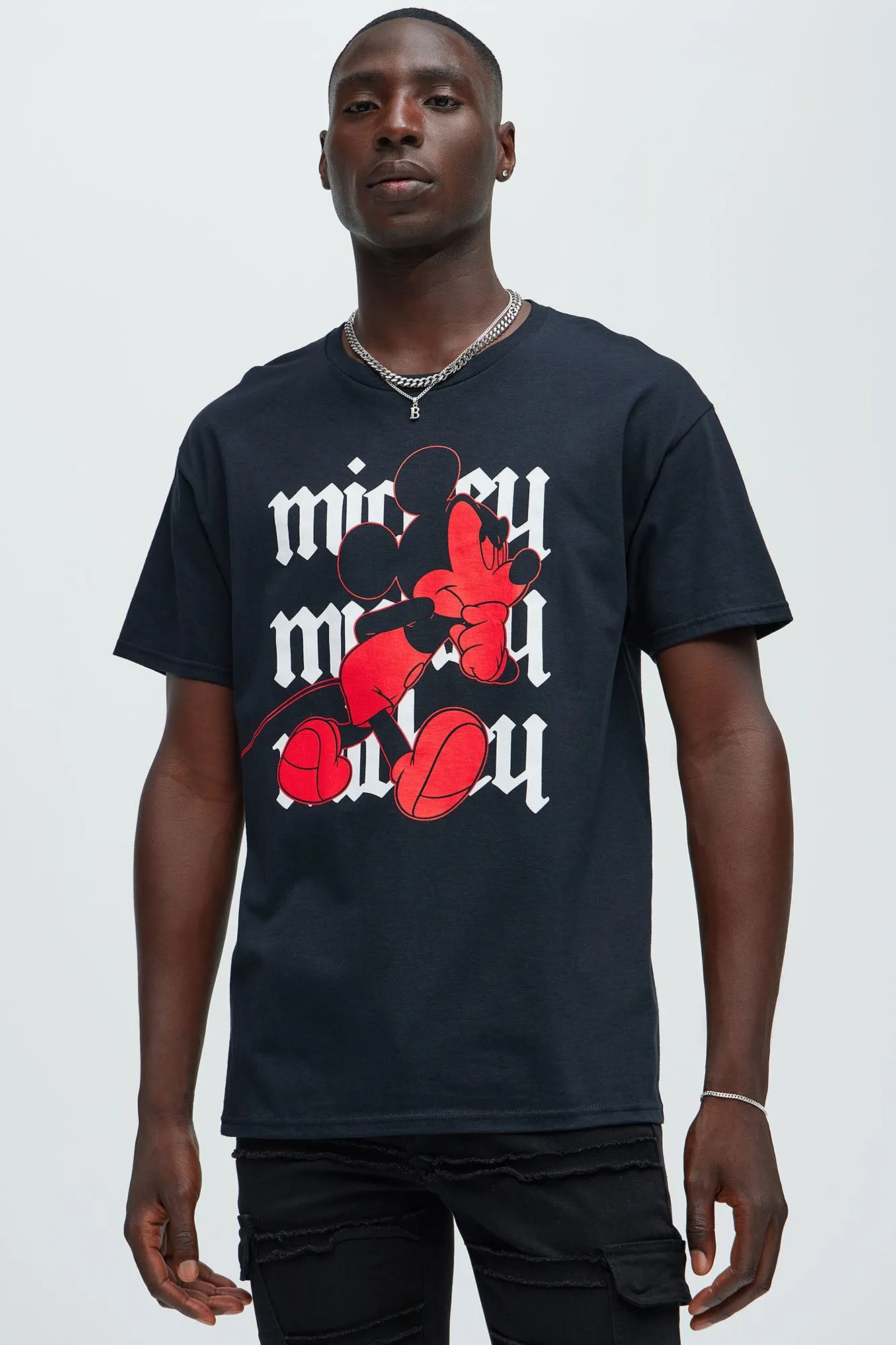 Disney Mickey Mouse Scheming Short Sleeve Tee - Black sold by Fashion Nova