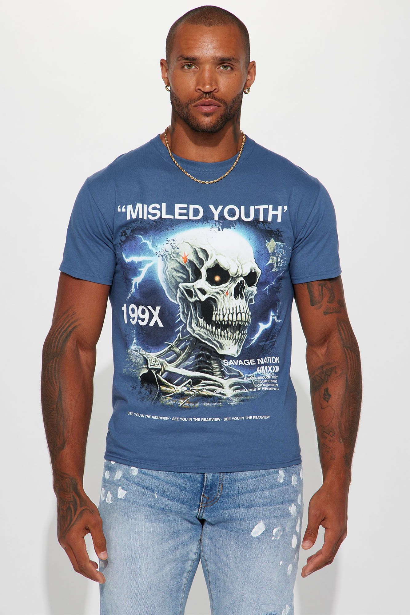 Misled Youth Short Sleeve Tee - Blue sold by Fashion Nova