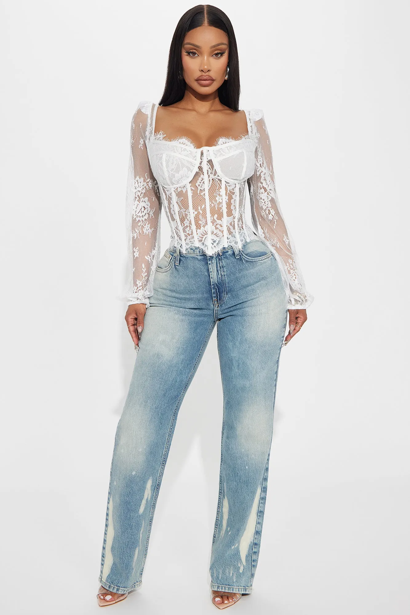 Gilded Glam Lace Bustier Top - White sold by Fashion Nova product image thumbnail 2