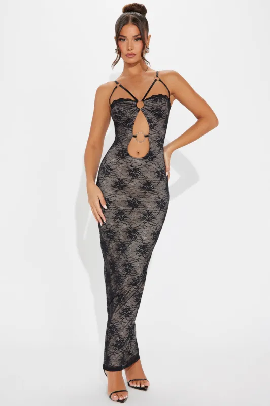 Kai Lace Maxi Dress - Black sold by Fashion Nova
