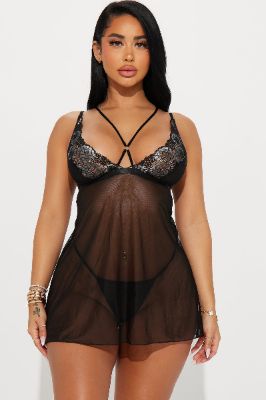 Like A Love Song Mesh Babydoll - Black sold by Fashion Nova