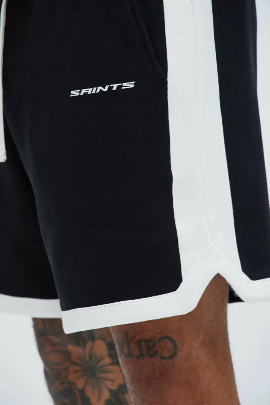 Tyson Contrast Warm Up Shorts - Black/combo sold by Fashion Nova