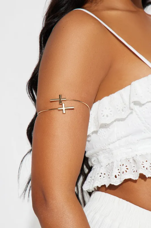 Faith Around Me Arm Cuff - Gold sold by Fashion Nova