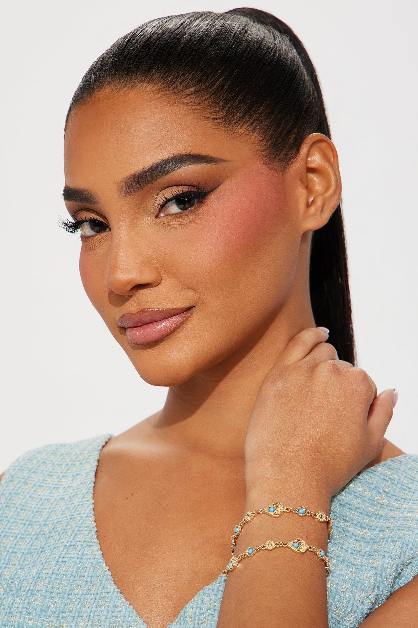 Calm And Relaxed 2 Piece Bracelet Set - Gold/Blue sold by Fashion Nova product image thumbnail 3
