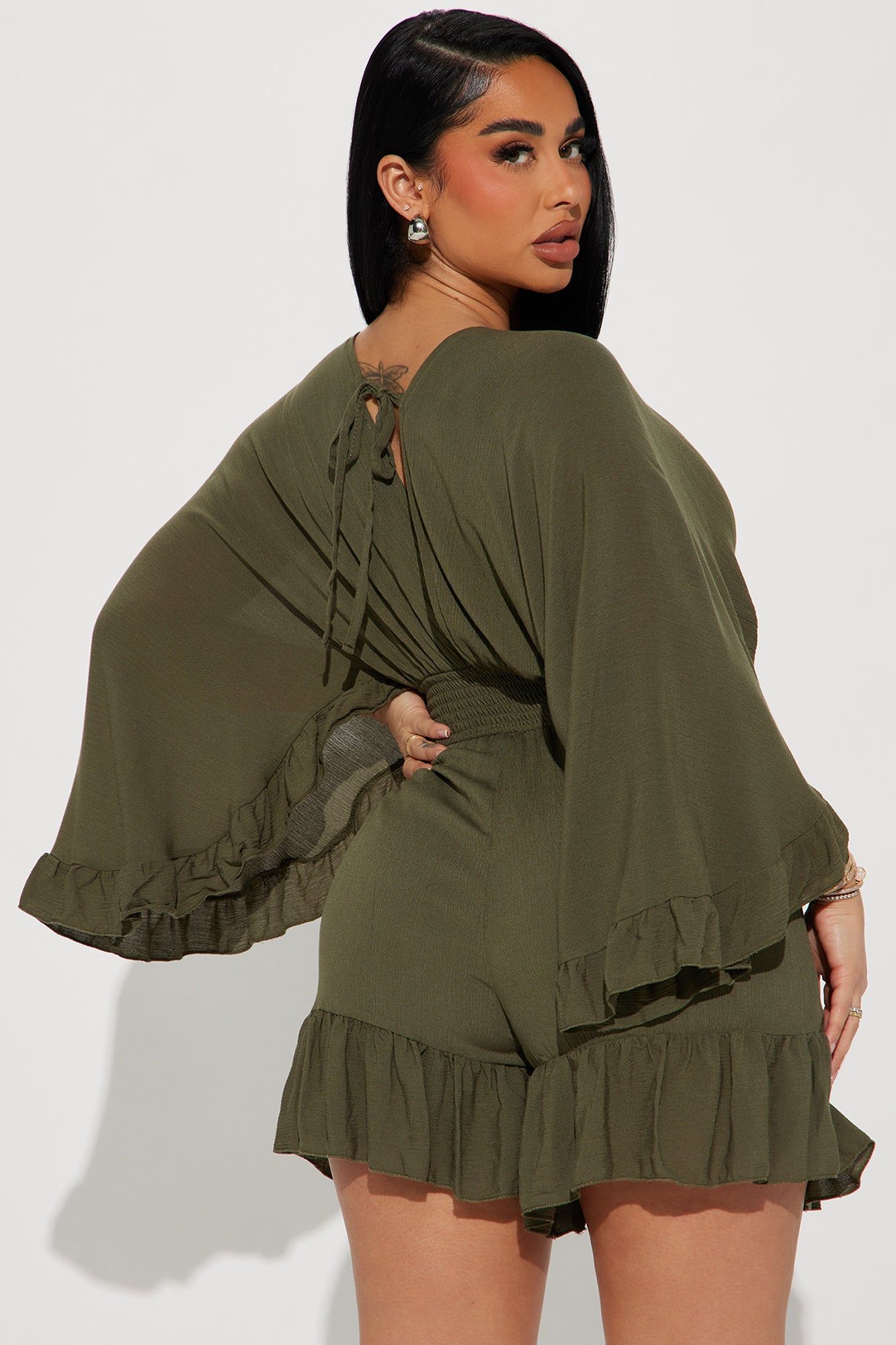 Thinking It Over Romper - Olive sold by Fashion Nova product image thumbnail 3