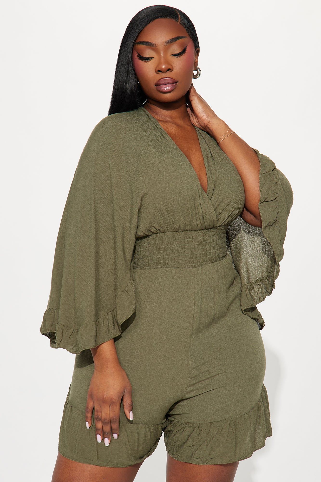 Thinking It Over Romper - Olive sold by Fashion Nova product image thumbnail 5