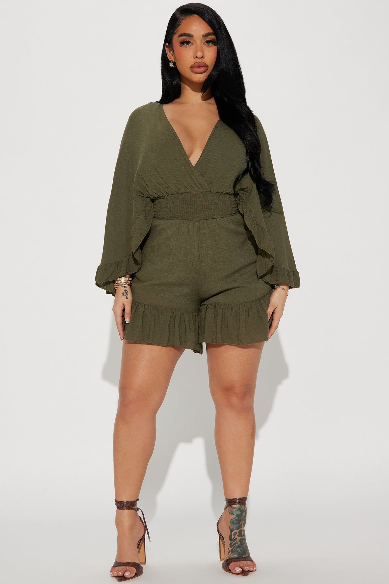 Thinking It Over Romper - Olive sold by Fashion Nova product image thumbnail 2