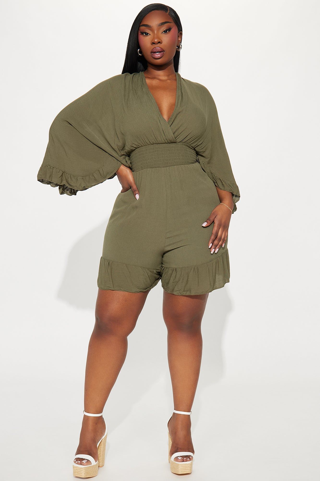 Thinking It Over Romper - Olive sold by Fashion Nova product image thumbnail 4