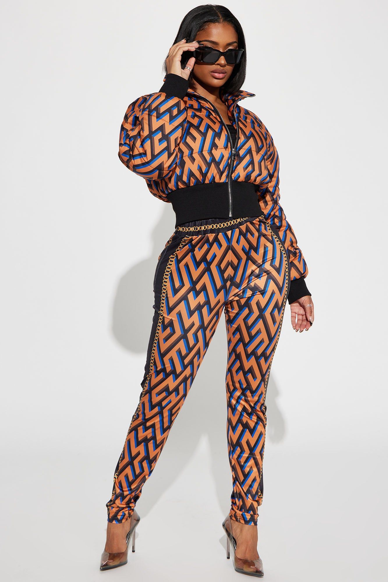 Expensive Taste Legging Set - Taupe/combo sold by Fashion Nova