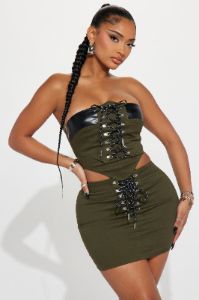 Elevate My Feelings Skirt Set - Olive sold by Fashion Nova