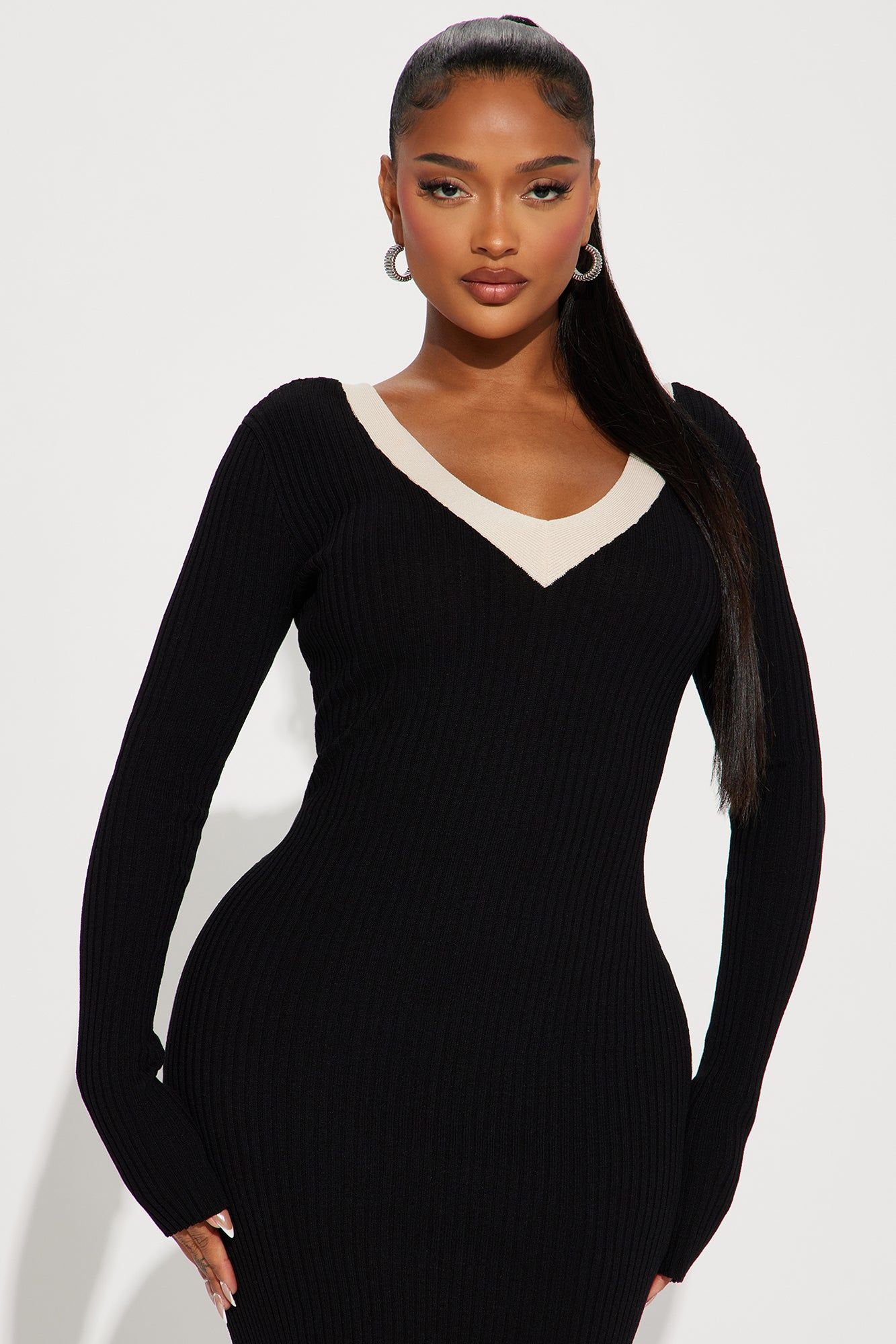 Shiloh Sweater Midi Dress - Black/combo sold by Fashion Nova product image thumbnail 2