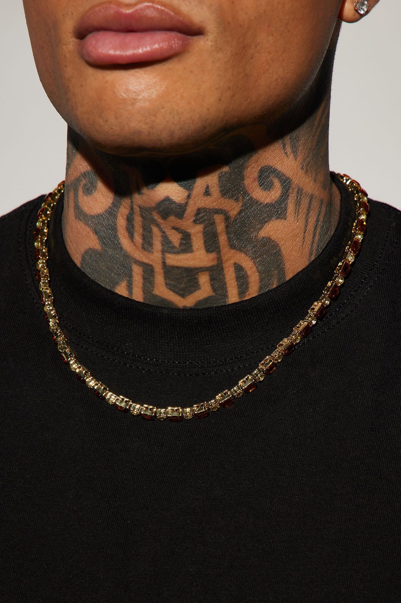 Champagne Tennis Chain Necklace - Gold sold by Fashion Nova