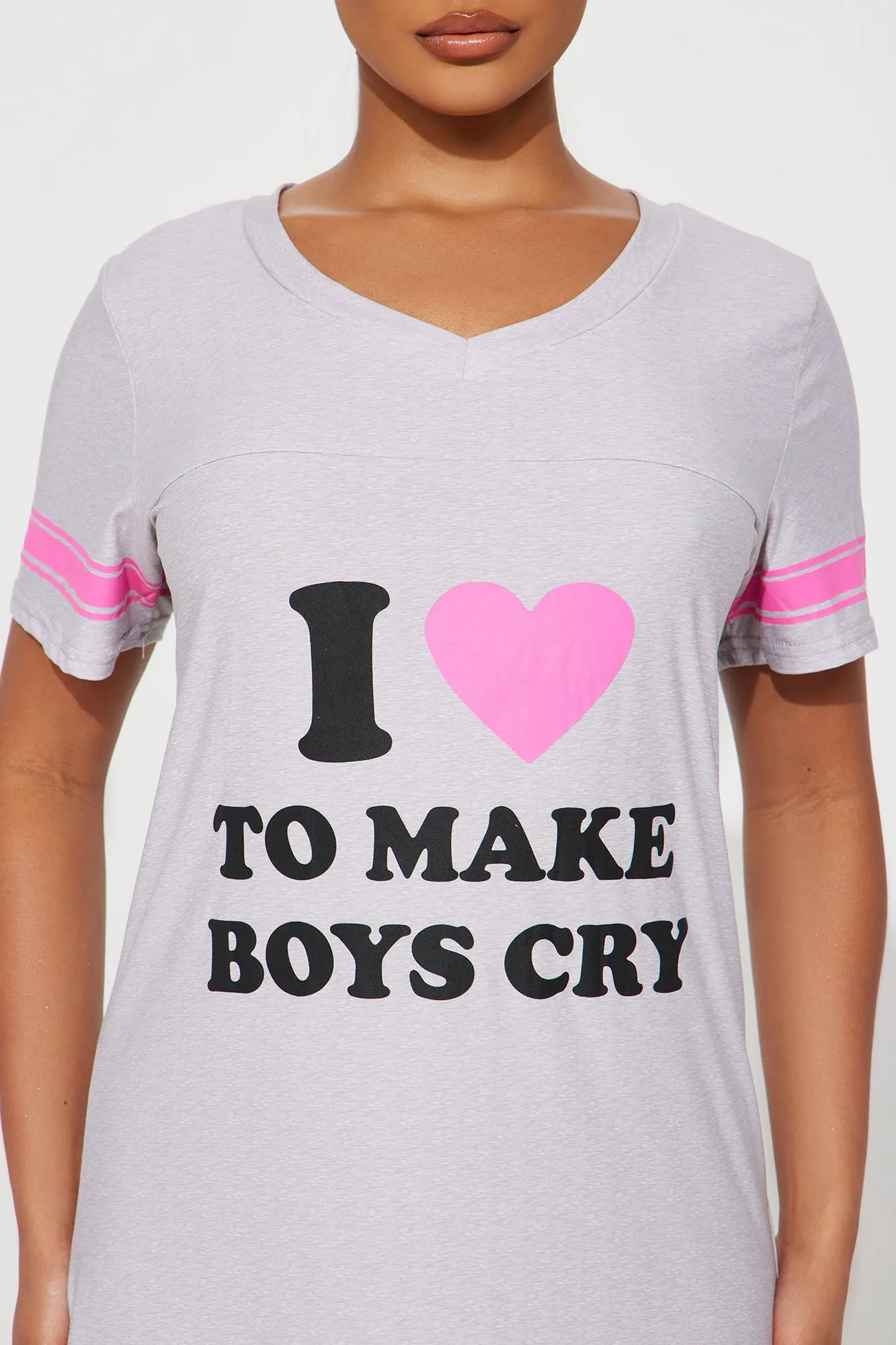 I Love To Make Boys Cry PJ Sleep Shirt - Heather Grey sold by Fashion Nova product image thumbnail 2