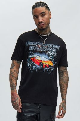 Underground Racing Short Sleeve Tee - Black sold by Fashion Nova