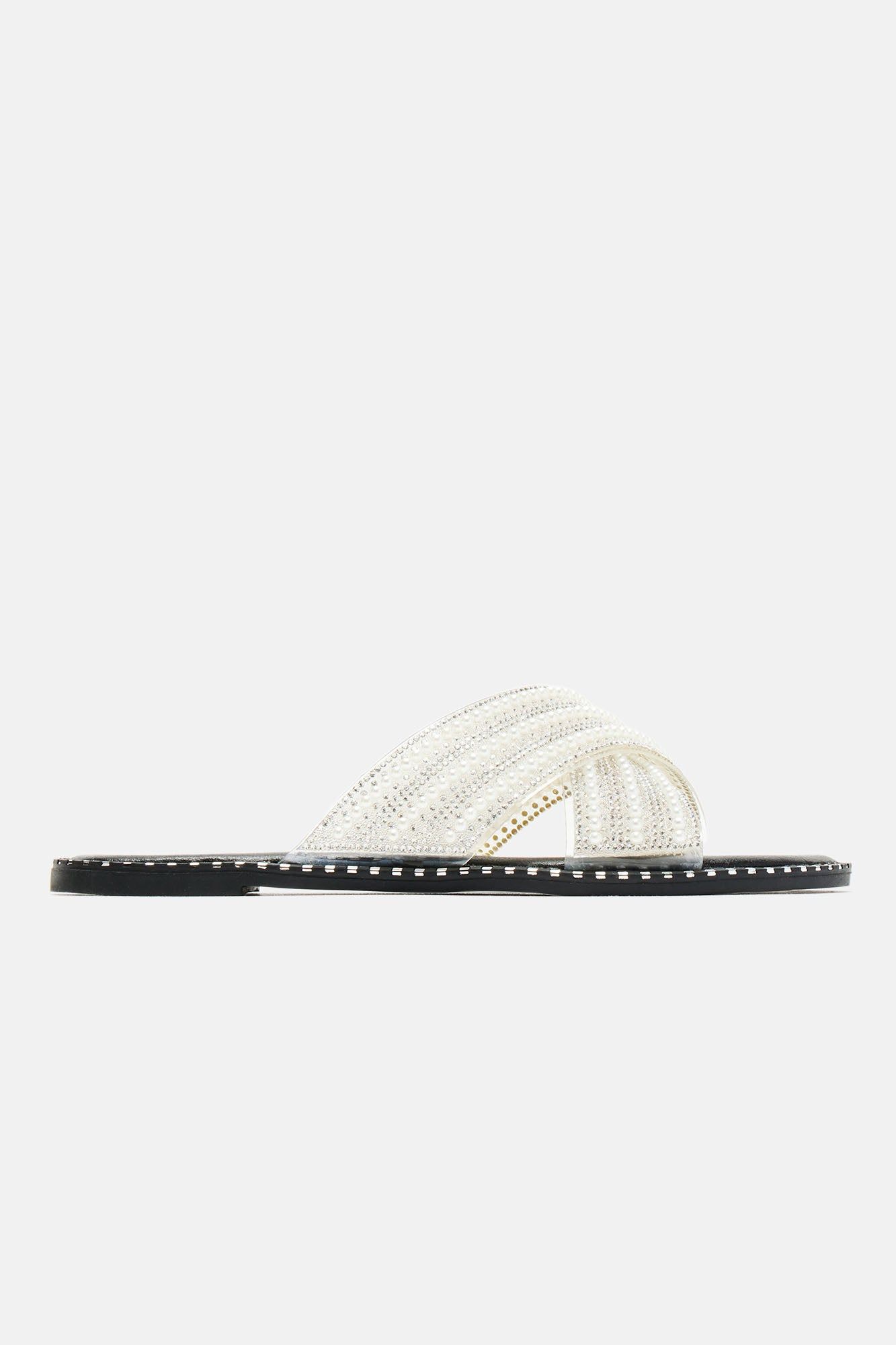 Face It Again Embellished Flat Sandals - Black sold by Fashion Nova product image thumbnail 3