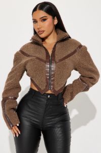 Ready To Rumble Sherpa Jacket - Brown sold by Fashion Nova