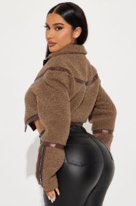 Ready To Rumble Sherpa Jacket - Brown sold by Fashion Nova