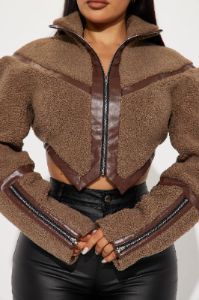 Ready To Rumble Sherpa Jacket - Brown sold by Fashion Nova
