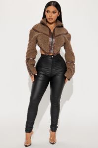 Ready To Rumble Sherpa Jacket - Brown sold by Fashion Nova