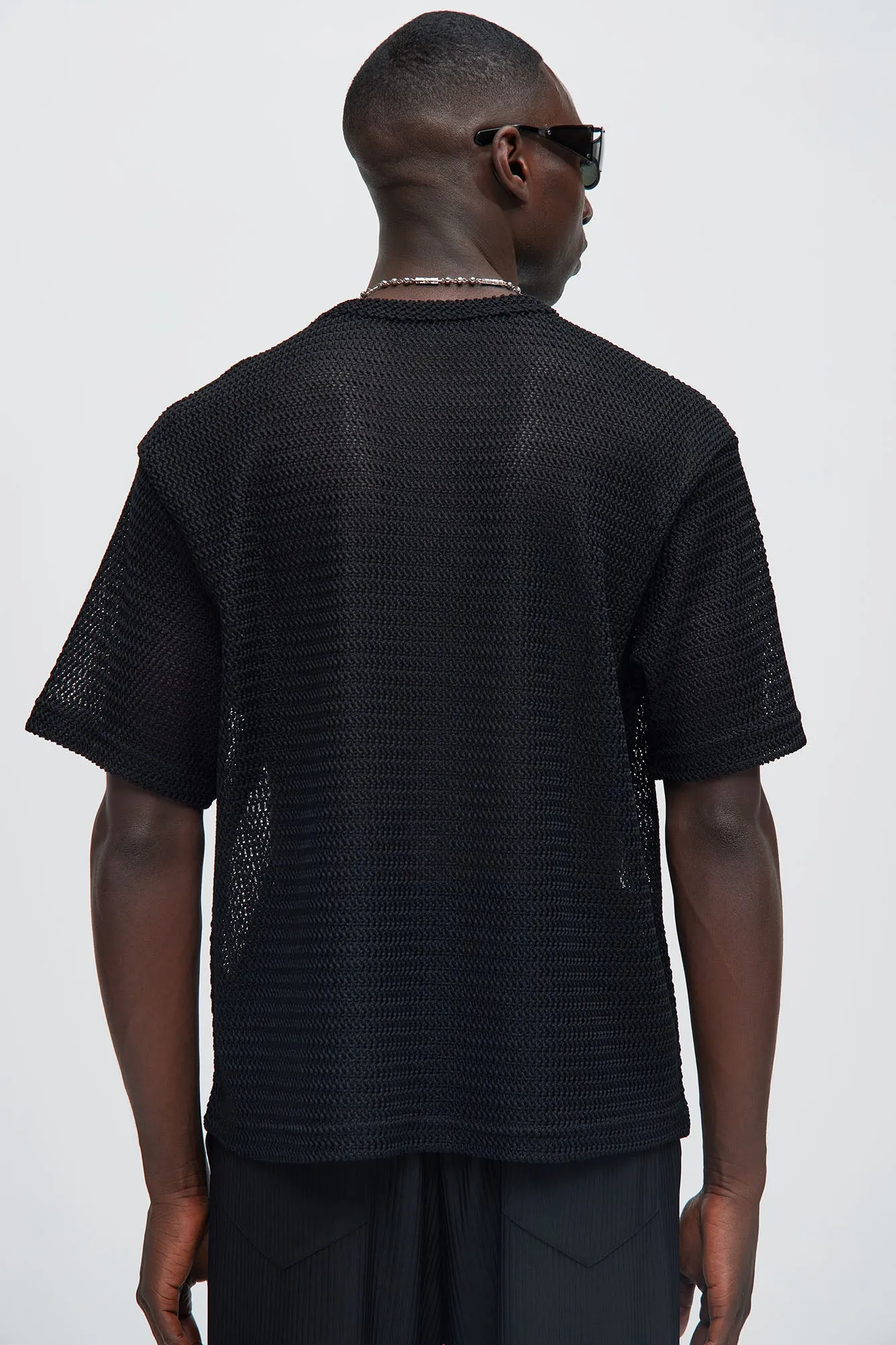 Open Knit Sweater Tee - Black sold by Fashion Nova product image thumbnail 4