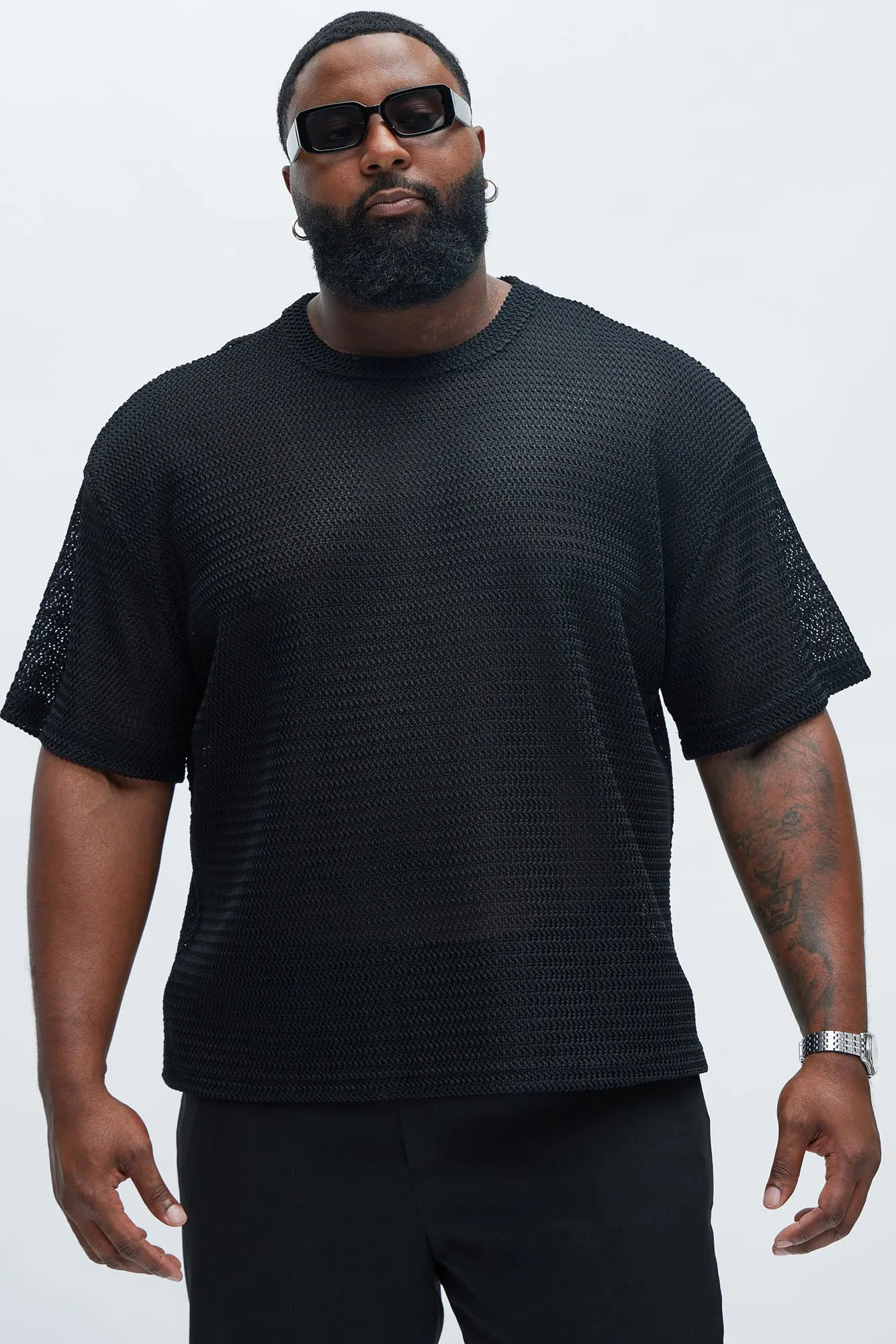 Open Knit Sweater Tee - Black sold by Fashion Nova product image thumbnail 5