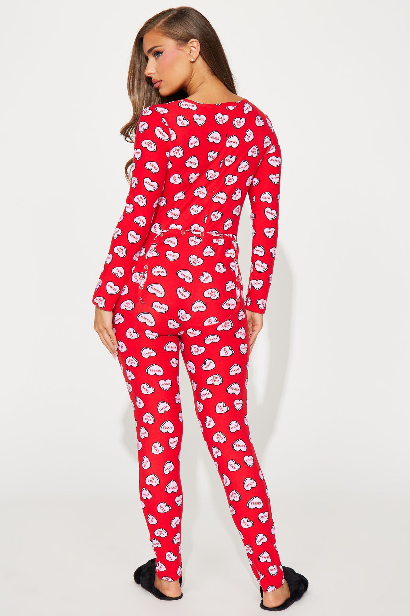 Candy Hearts PJ Jumpsuit Onesie - Red/combo sold by Fashion Nova product image thumbnail 3