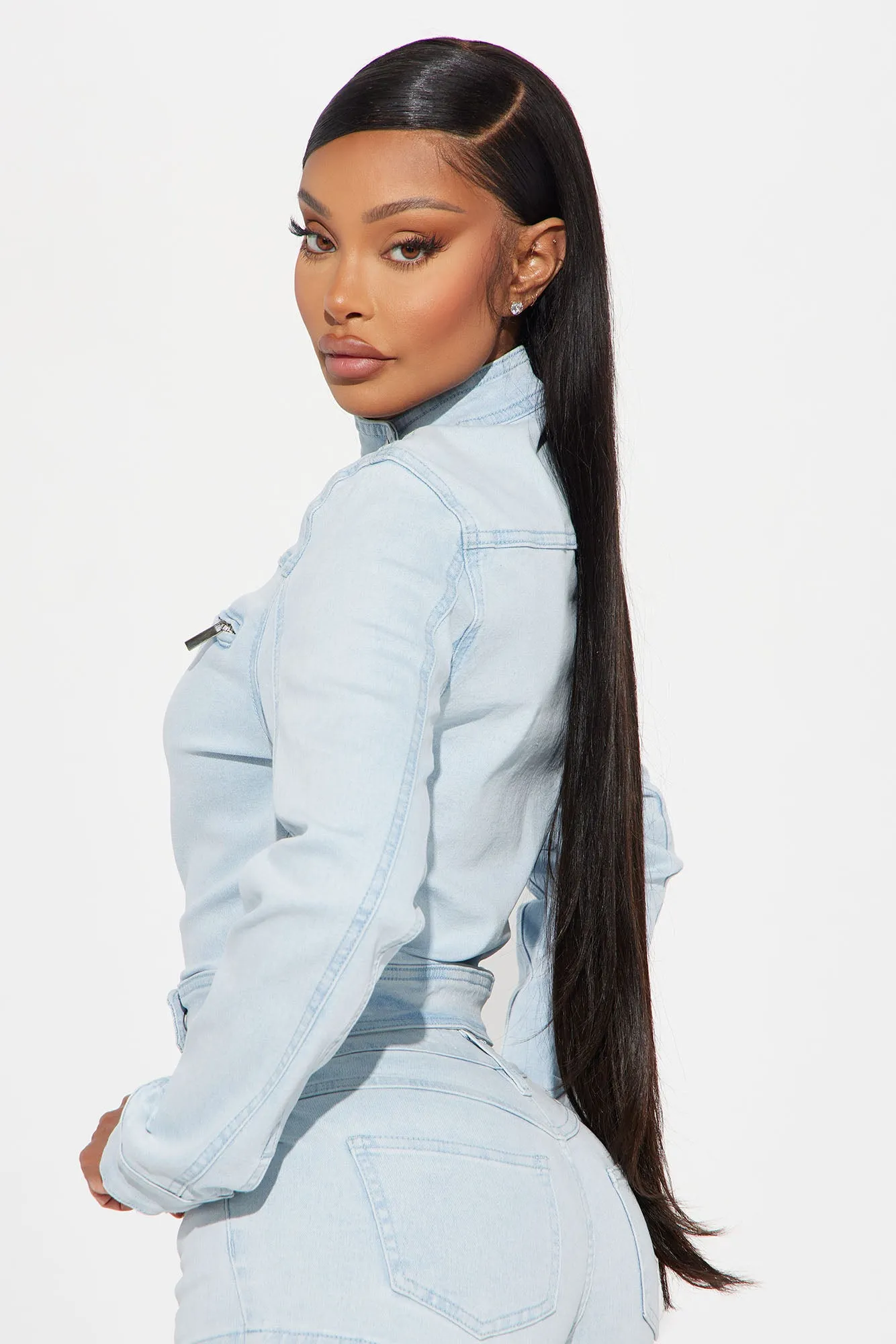 In High Demand Denim Moto Jacket - Light Wash sold by Fashion Nova product image thumbnail 3