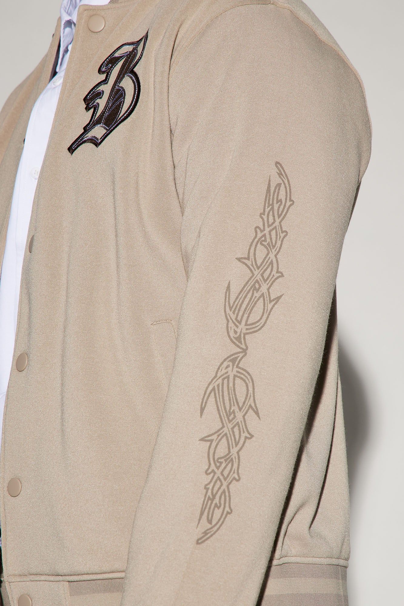 Blessed Varsity Jacket - Tan sold by Fashion Nova product image thumbnail 5