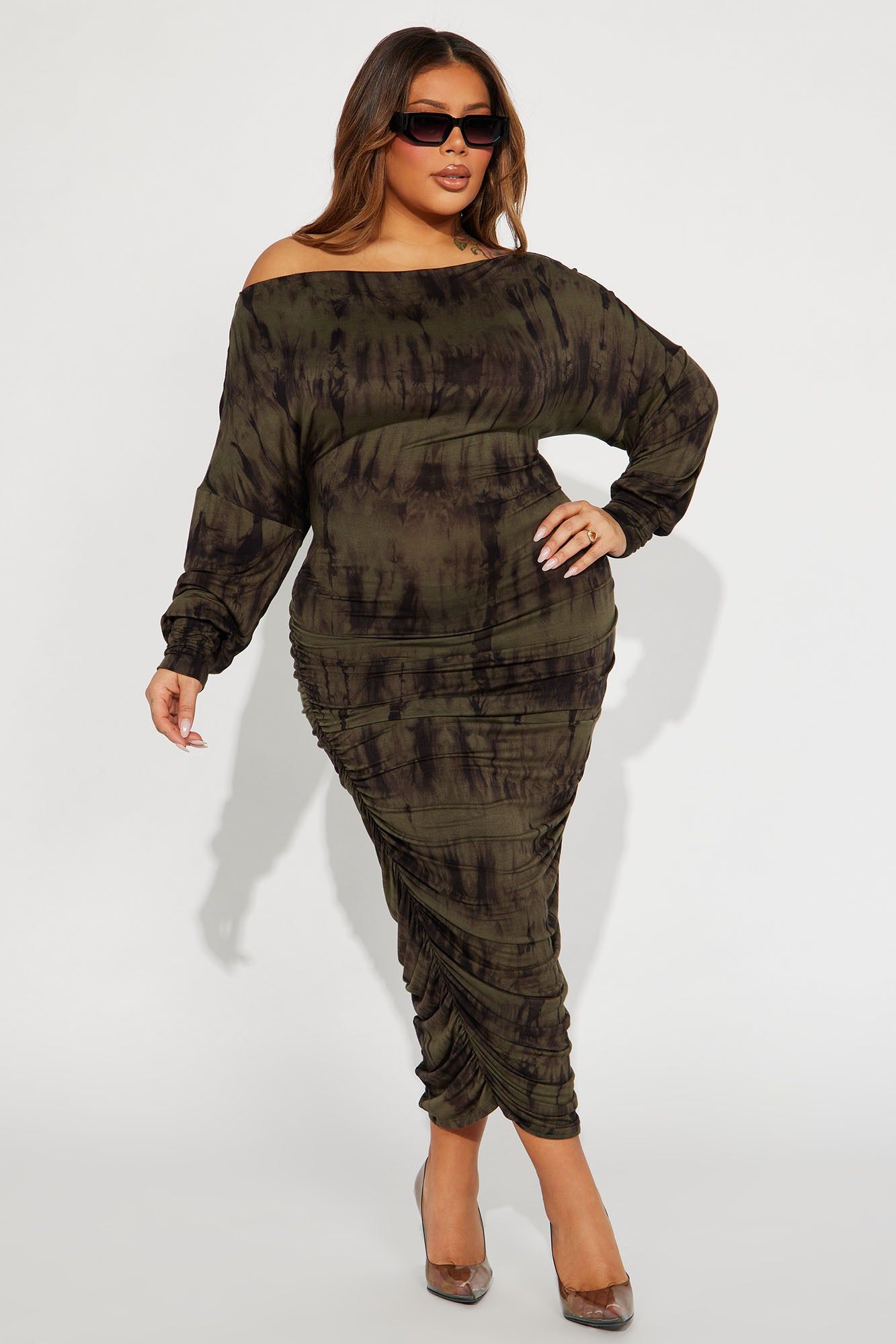 Hailey One Shoulder Midi Dress - Olive sold by Fashion Nova product image thumbnail 4