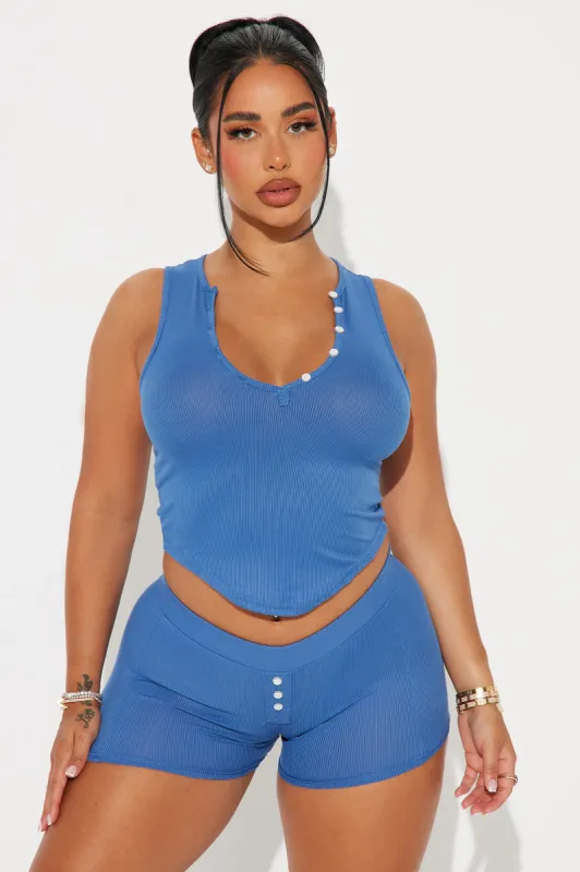 Cute And Comfy PJ Boyshort Set - Blue sold by Fashion Nova
