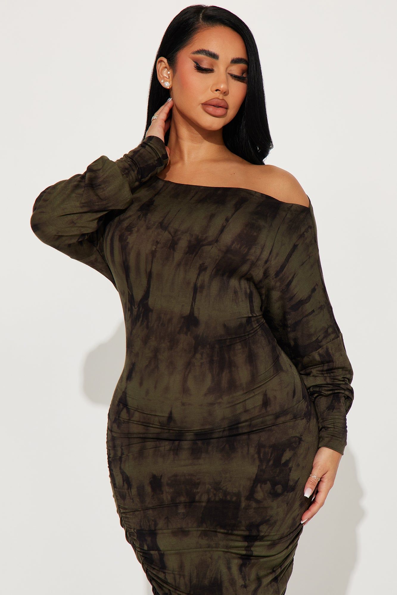 Hailey One Shoulder Midi Dress - Olive sold by Fashion Nova product image thumbnail 2