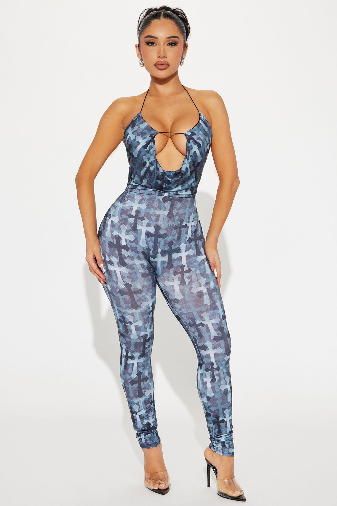 Cross Your Heart Jumpsuit - Black/combo sold by Fashion Nova