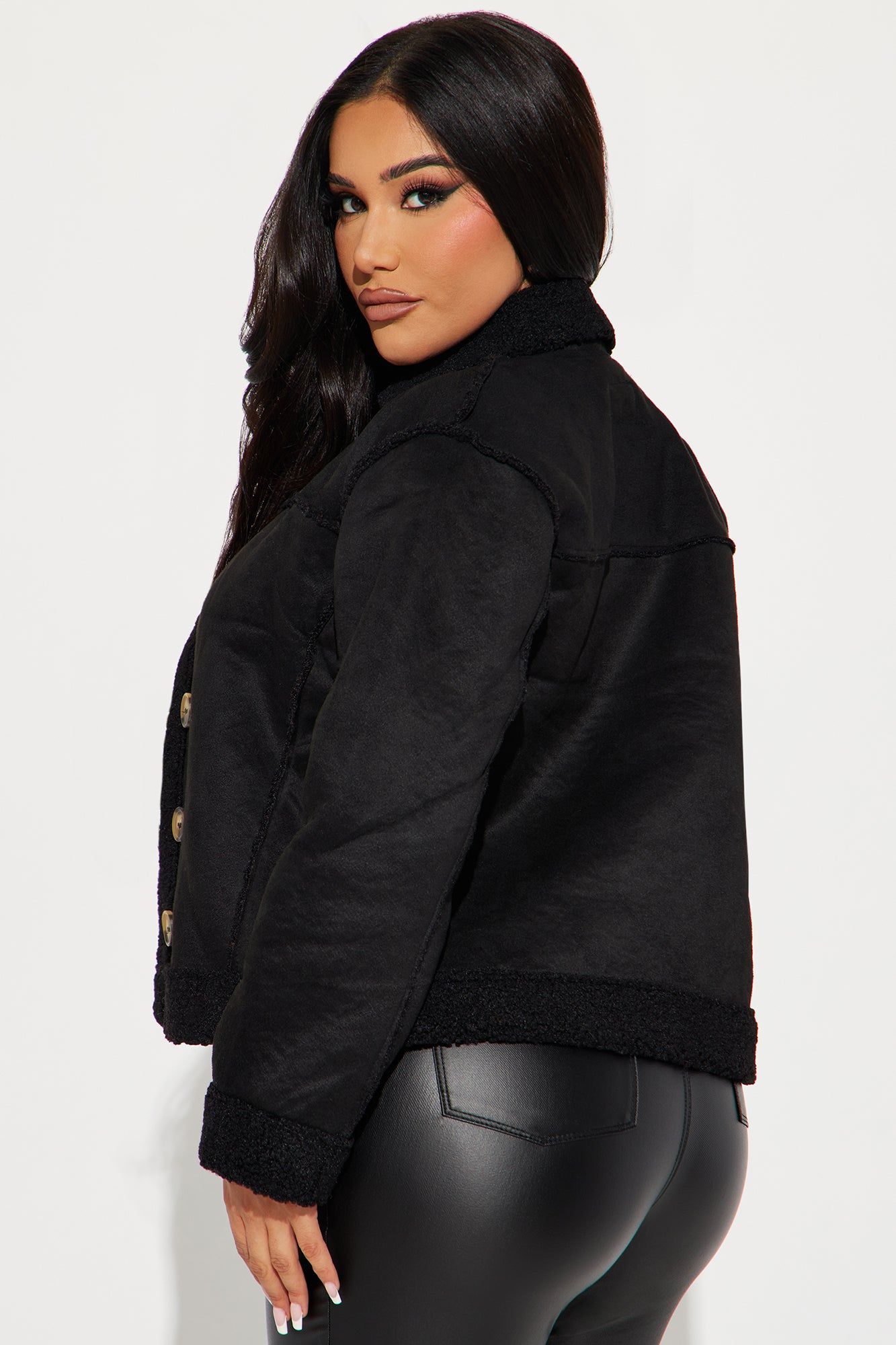 Camp Grounds Sherpa Coat - Black sold by Fashion Nova product image thumbnail 3