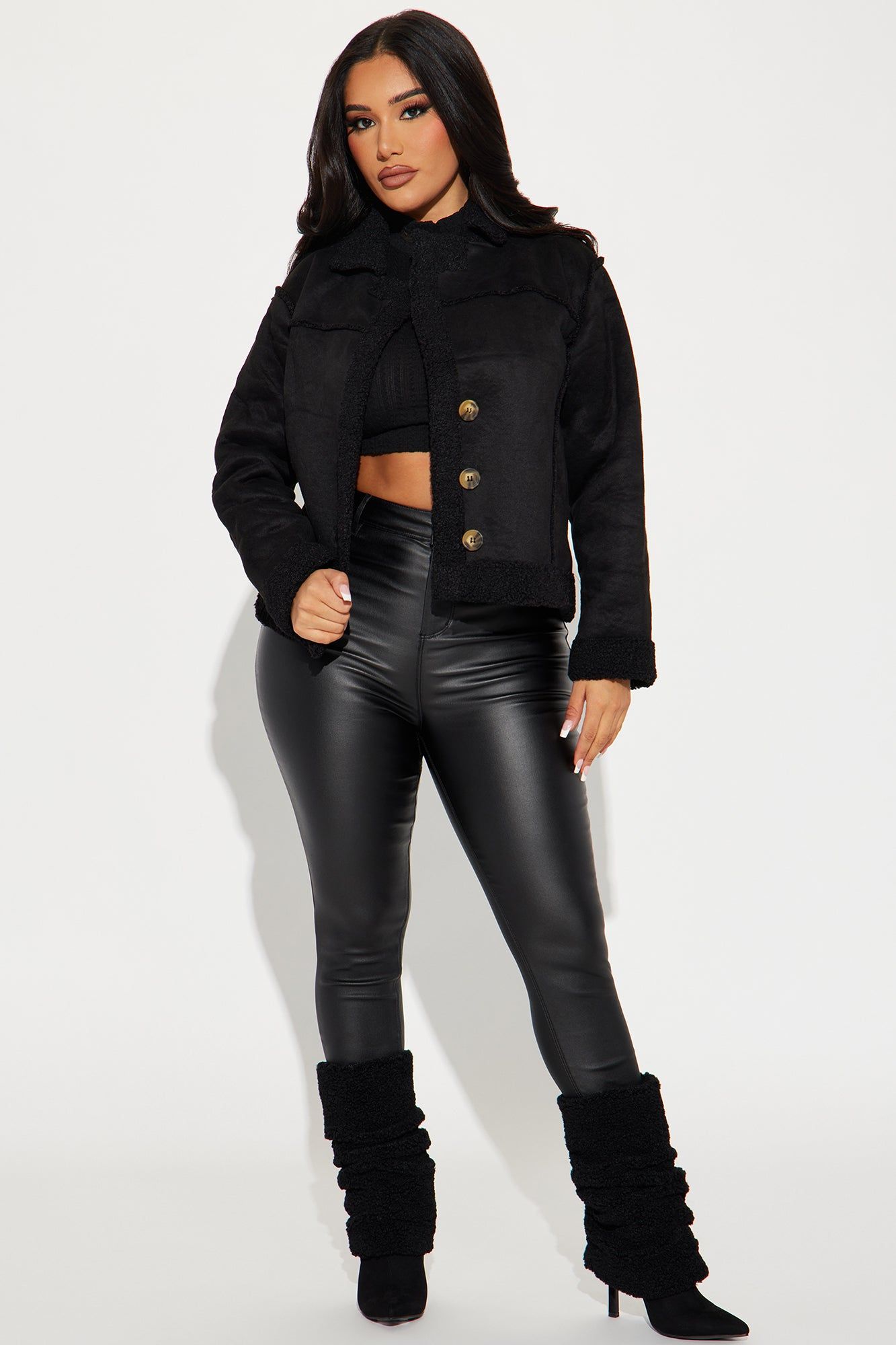Camp Grounds Sherpa Coat - Black sold by Fashion Nova product image thumbnail 2