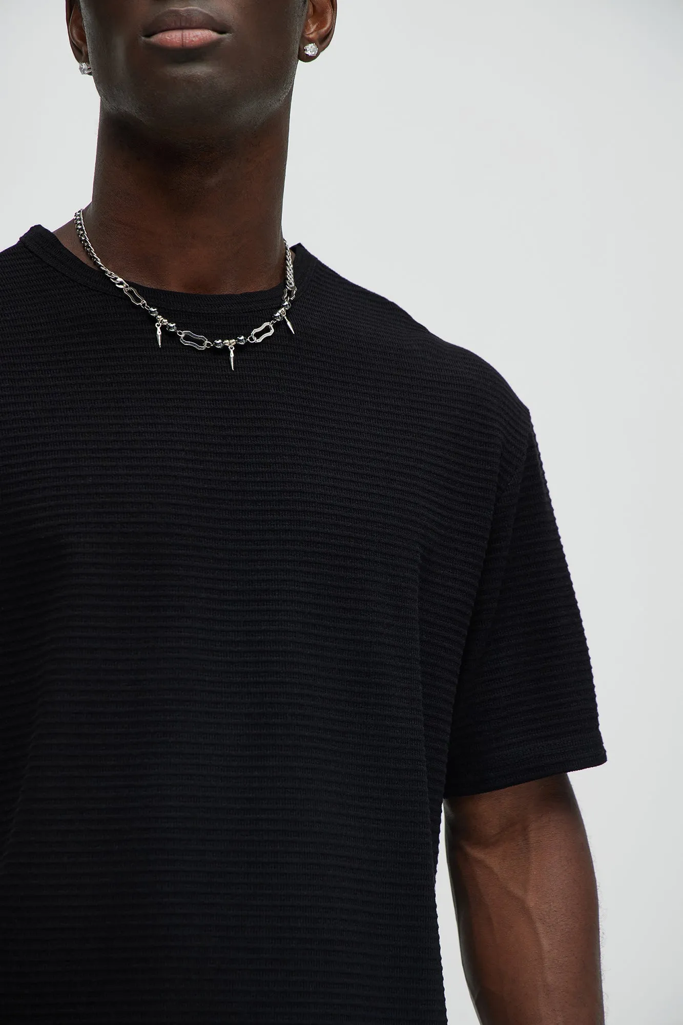 Athens Rib Textured Relaxed Short Sleeve Tee - Black sold by Fashion Nova product image thumbnail 3