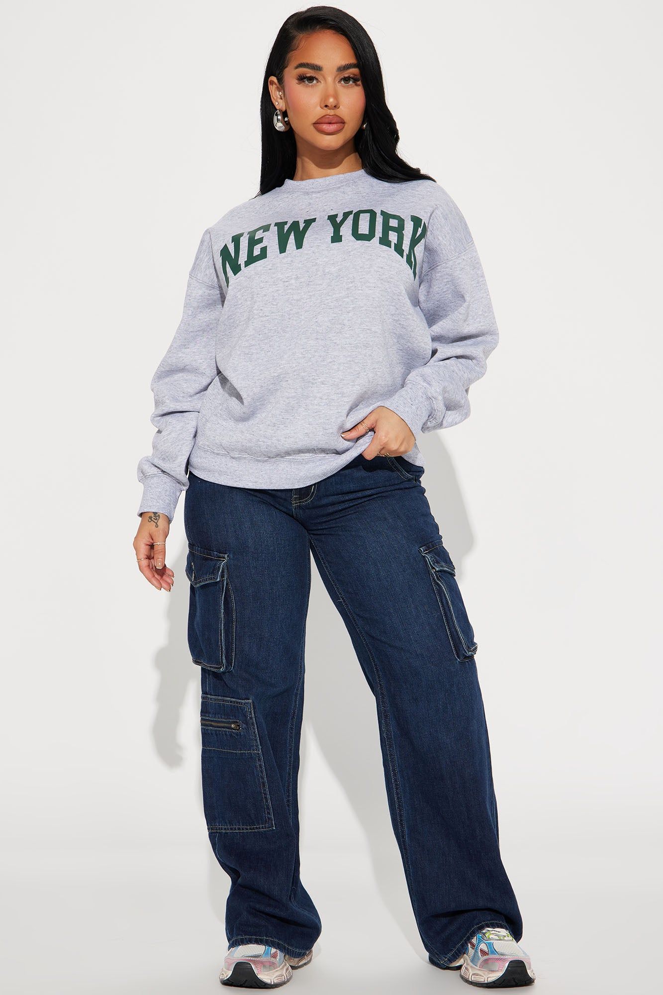 New York Vintage Crew Neck Sweatshirt - Heather Grey sold by Fashion Nova product image thumbnail 2
