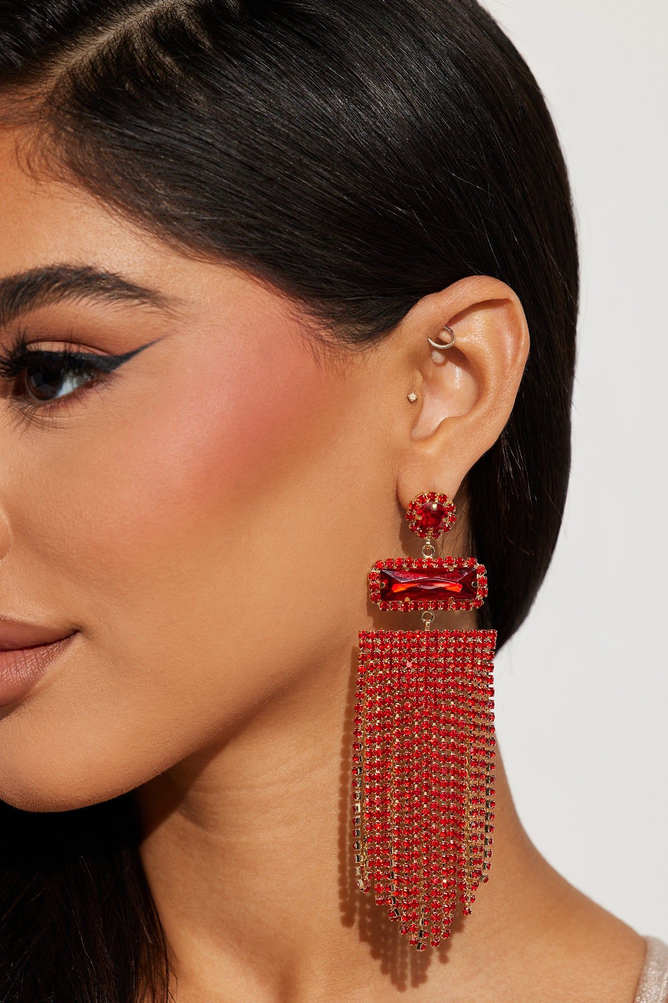 Cant Lose Me Drop Earrings - Red sold by Fashion Nova