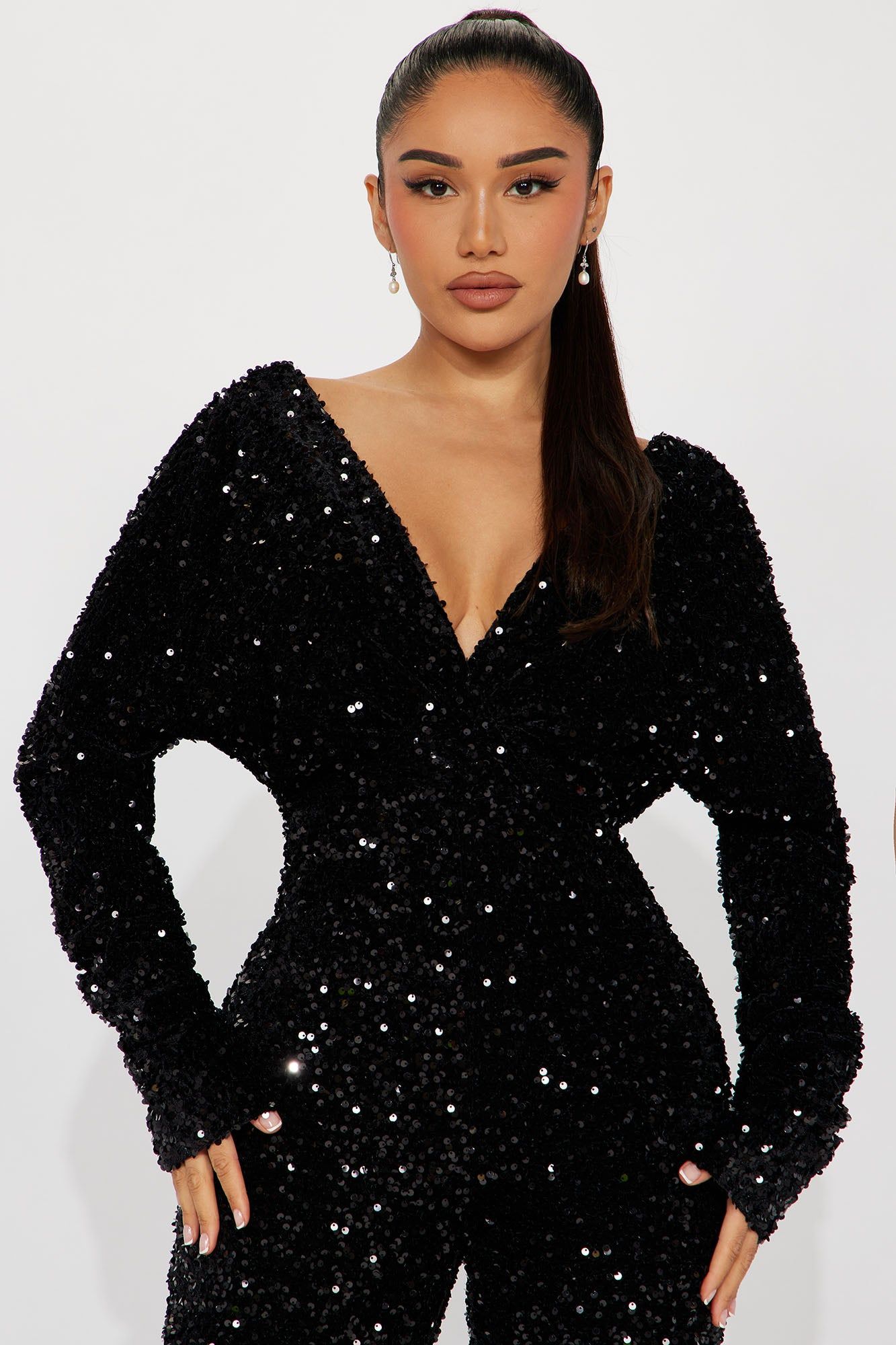 One And Only Sequin Jumpsuit - Black sold by Fashion Nova product image thumbnail 2