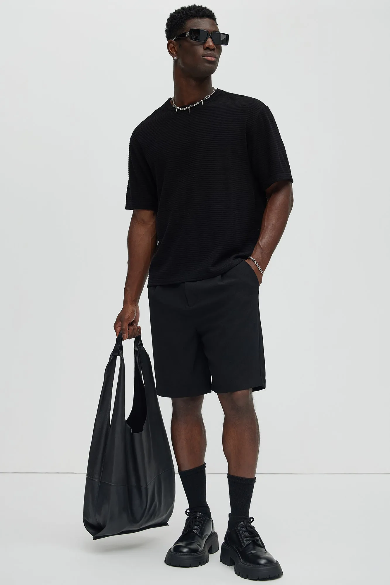 Athens Rib Textured Relaxed Short Sleeve Tee - Black sold by Fashion Nova product image thumbnail 2