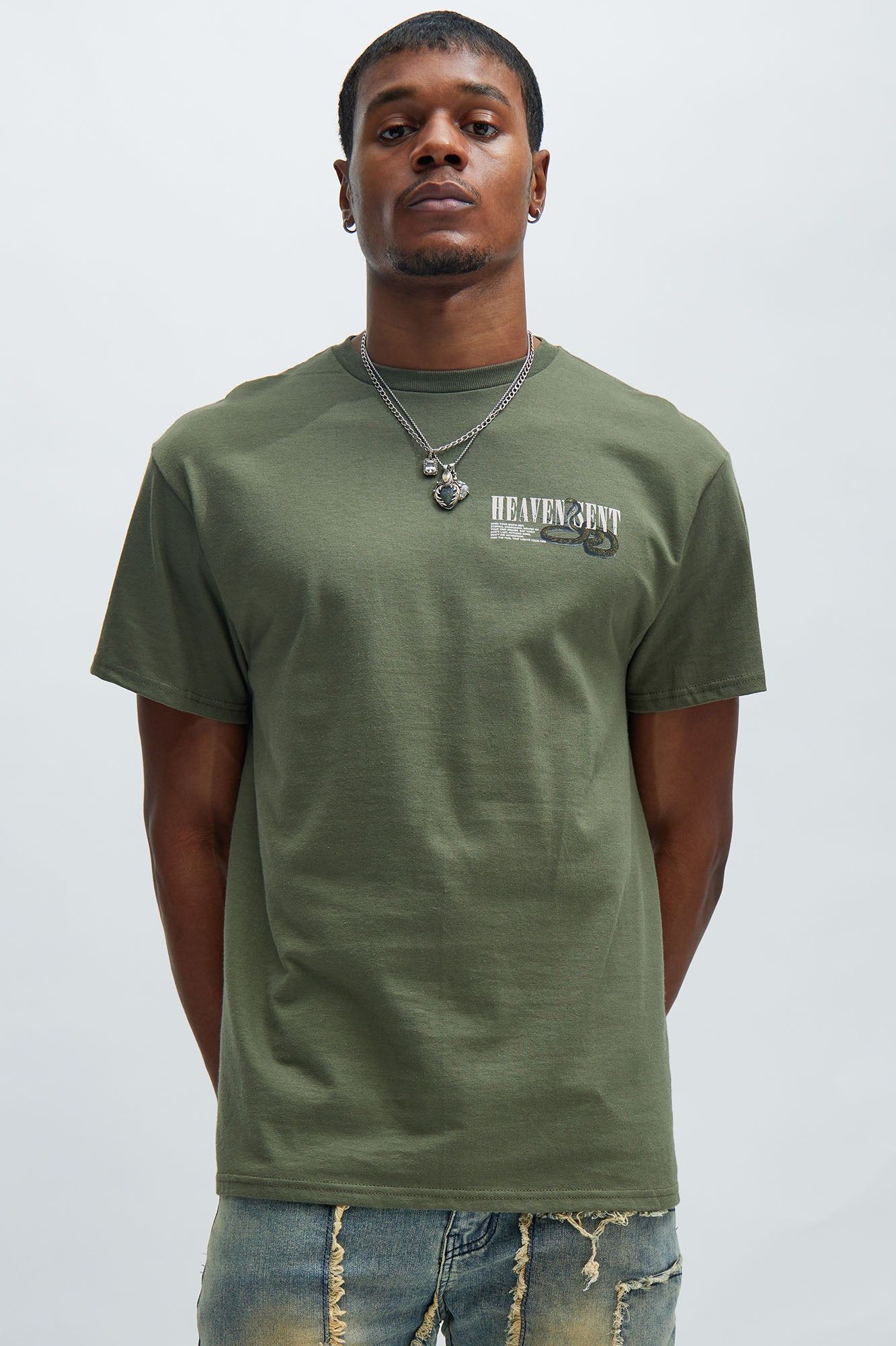 Heaven Meant Short Sleeve Tee - Olive sold by Fashion Nova product image thumbnail 4