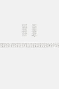 Class Is Timeless Necklace And Earring Set - Silver sold by Fashion Nova