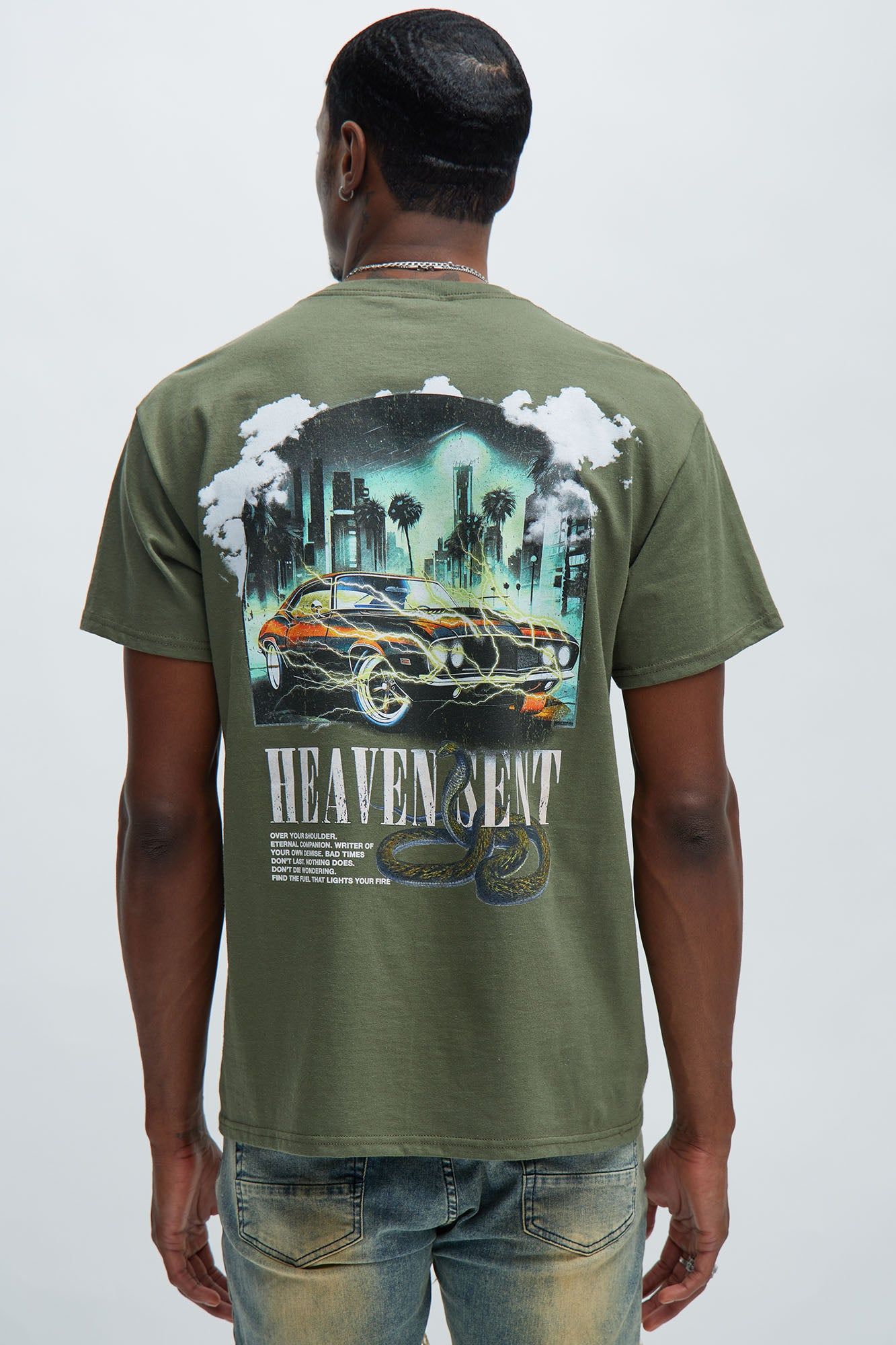 Heaven Meant Short Sleeve Tee - Olive sold by Fashion Nova