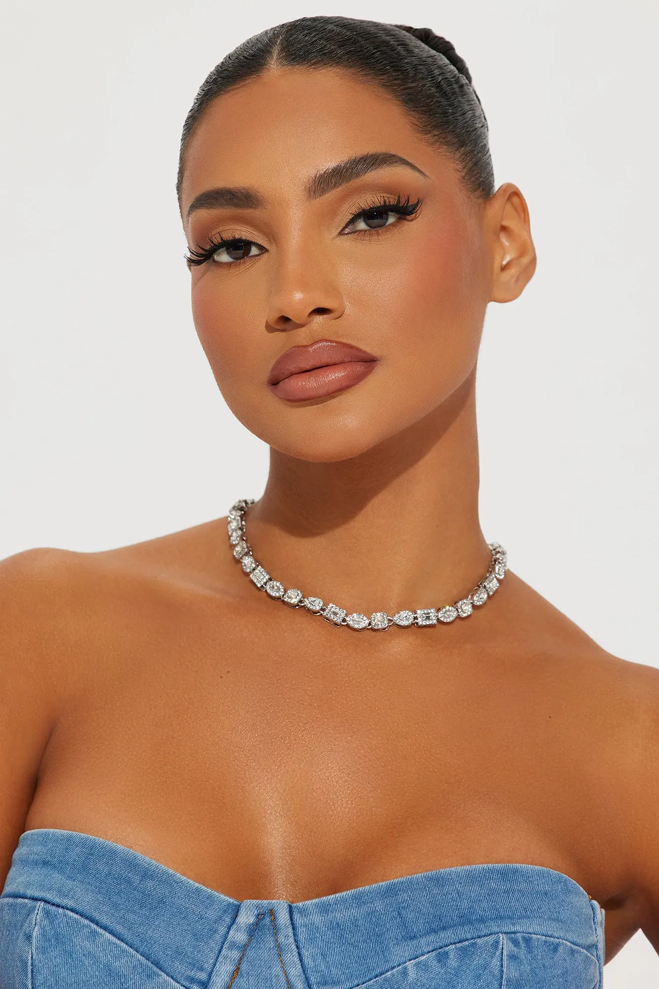 Want All The Rhinestones Necklace - Silver sold by Fashion Nova product image thumbnail 2