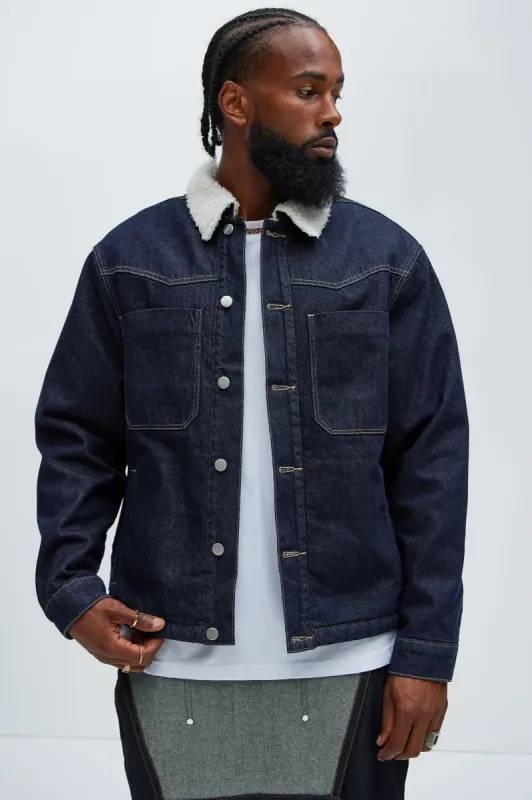 Paulie Contrast Trucker Jacket - Indigo sold by Fashion Nova