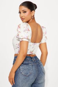 Meredith Floral Corset Top - White/combo sold by Fashion Nova