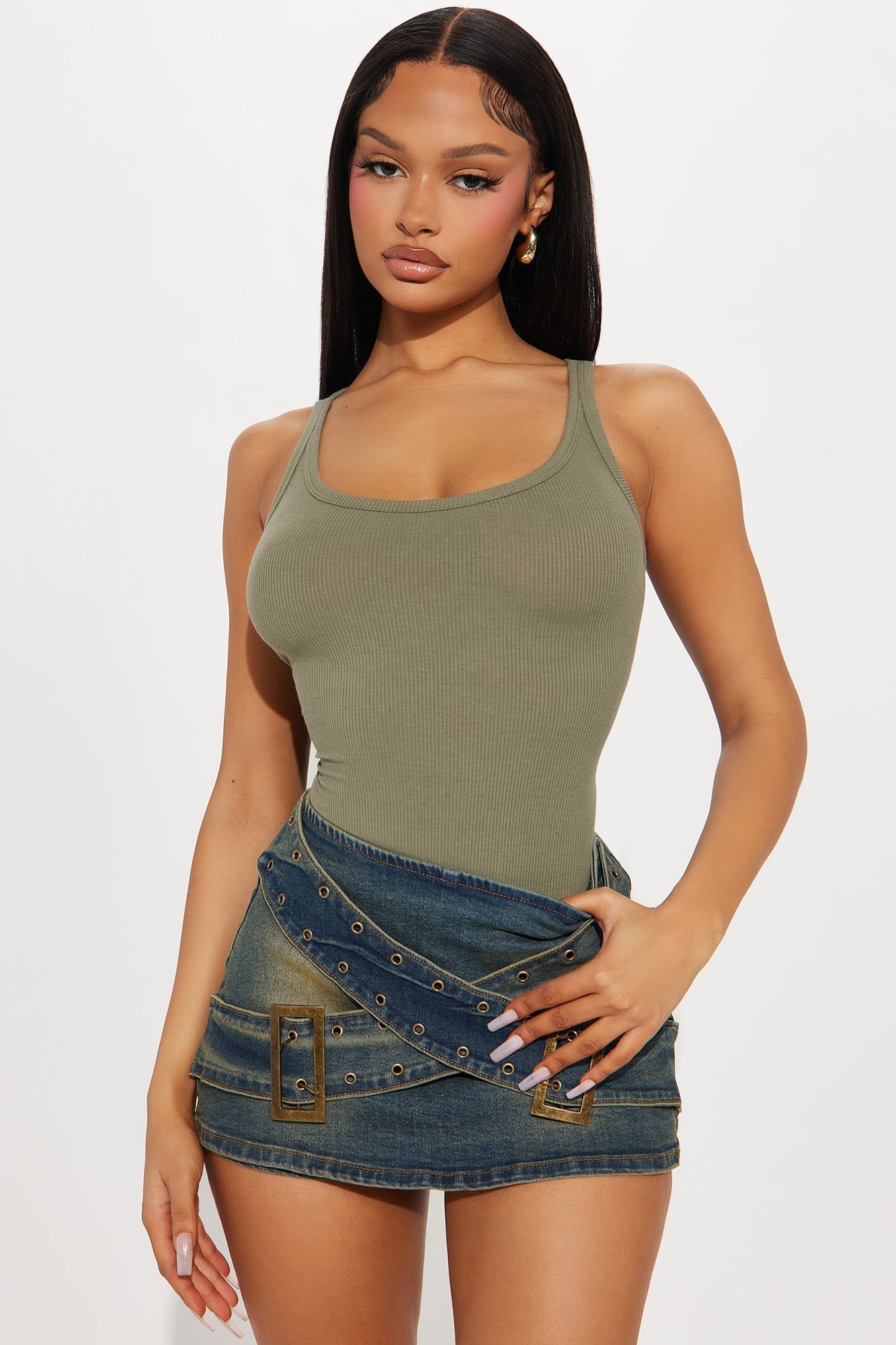 Desiree Scoop Neck Bodysuit - Olive sold by Fashion Nova product image thumbnail 3