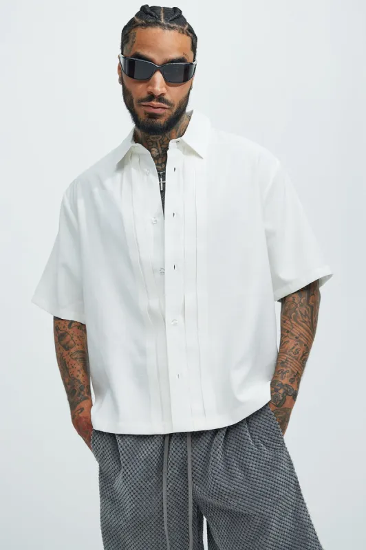 Blexy Pleated Shirt - White sold by Fashion Nova