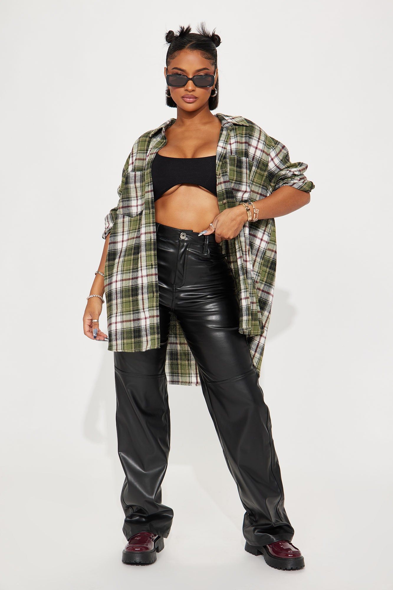 Fallin Into You Plaid Shirt - Green/combo sold by Fashion Nova product image thumbnail 2