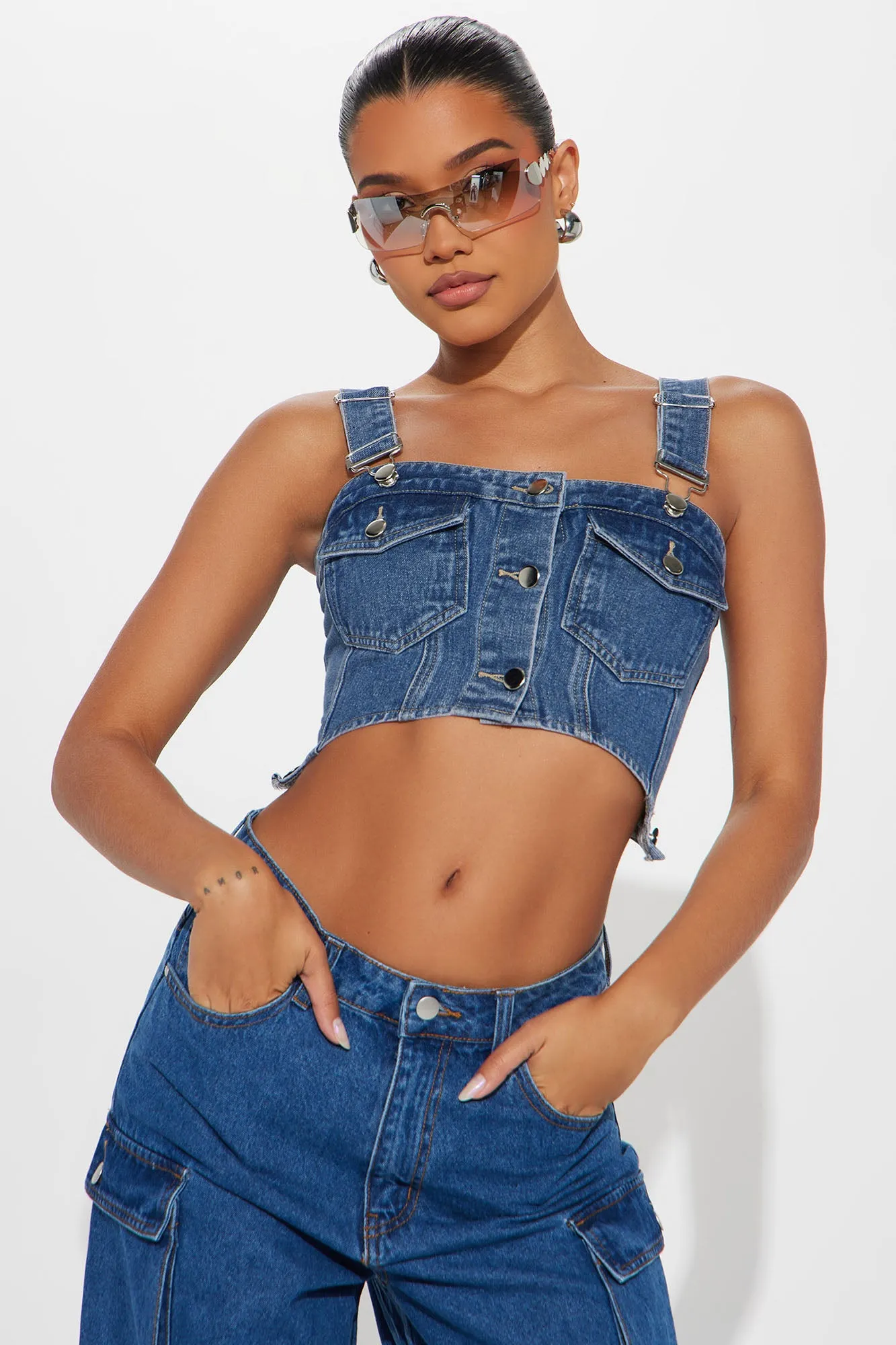 Small Town Denim Top - Medium Wash sold by Fashion Nova