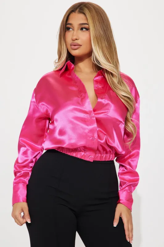Katana Satin Shirt - Fuchsia sold by Fashion Nova